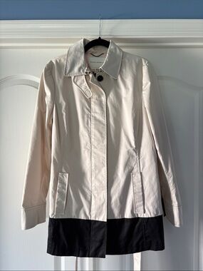 Banana Republic Cream Trench Coat with Black Hem